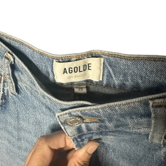 AGOLDE Harper Wide Leg Straight Jean Light Wash High Waisted Stretch 29 EUC - Picture 2 of 6